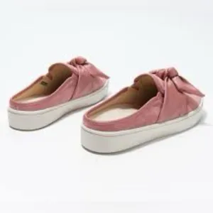 Spenco Barbados orthodic pink suede bow mules size 11