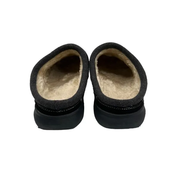 Spenco Black Supreme Faux Fur Lined Orthotic Arch Slipper Mules Size 11 Men's