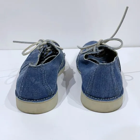 Sperry Top-Sider 10.5 Harbor Canvas Wingtip Oxford Boat Shoe Blue Denim Leather