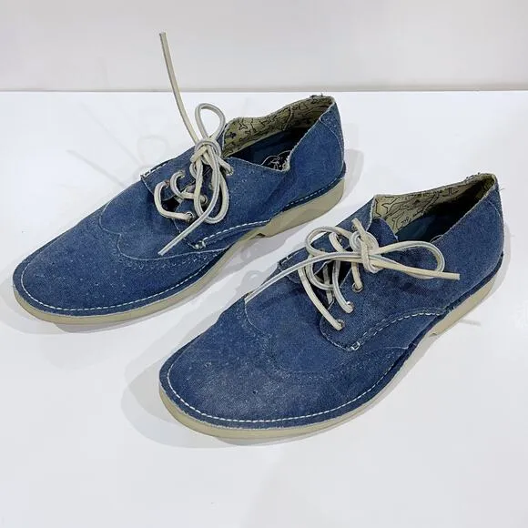 Sperry Top-Sider 10.5 Harbor Canvas Wingtip Oxford Boat Shoe Blue Denim Leather
