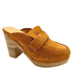 Splendid Womens Clogs Mules Shoes Vina Platform Slide Suede Chunky 70s Brown 10