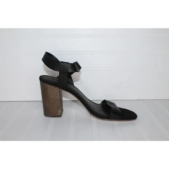 Splendid Leather Strappy Wood Heel Sandal Heels