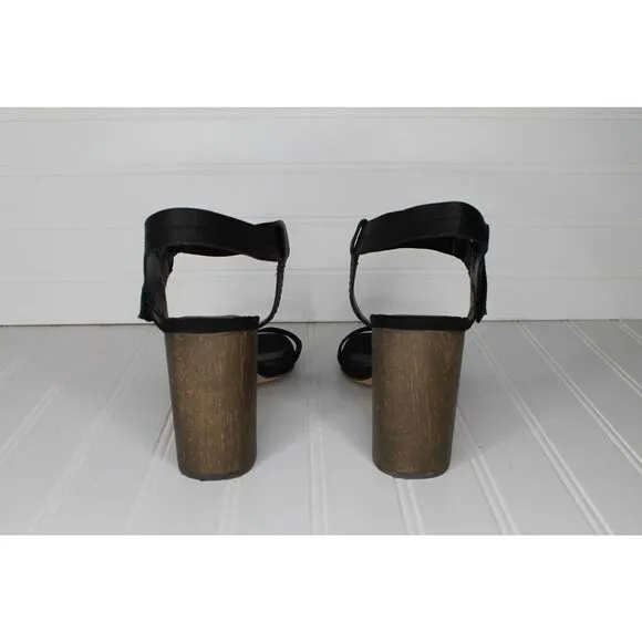 Splendid Leather Strappy Wood Heel Sandal Heels