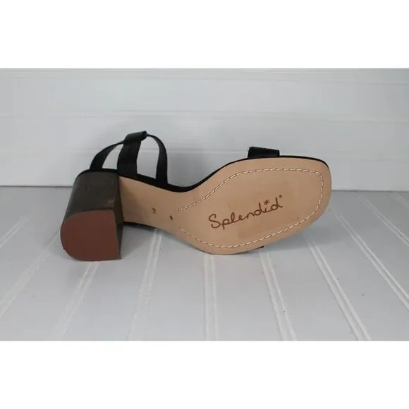 Splendid Leather Strappy Wood Heel Sandal Heels
