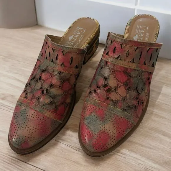 Spring Step L'Lartiste Leather Mules Size 39 US 8.5