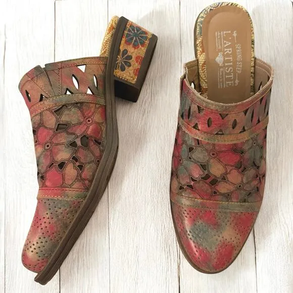 Spring Step L'Lartiste Leather Mules Size 39 US 8.5