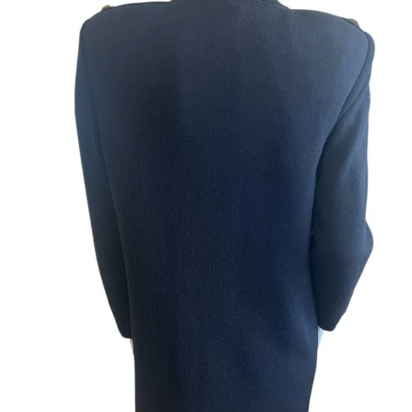 St. John Basics Navy Santana Knit Open Front Cardigan Size Small