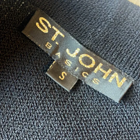 St. John Basics Navy Santana Knit Open Front Cardigan Size Small