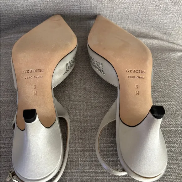St. John Silver Heels with Crystal Embellishments