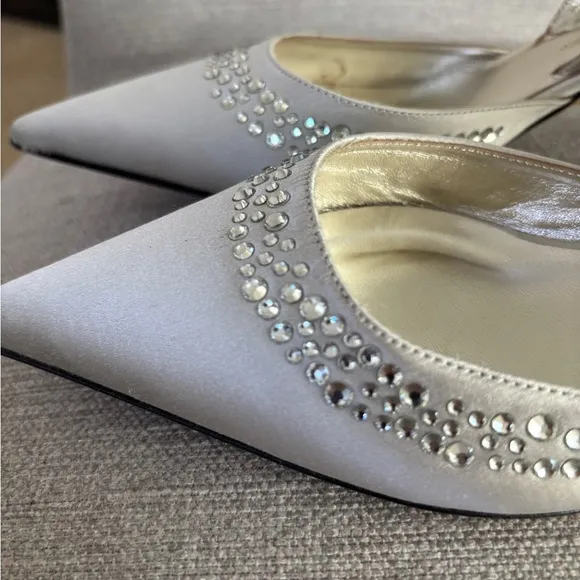 St. John Silver Heels with Crystal Embellishments