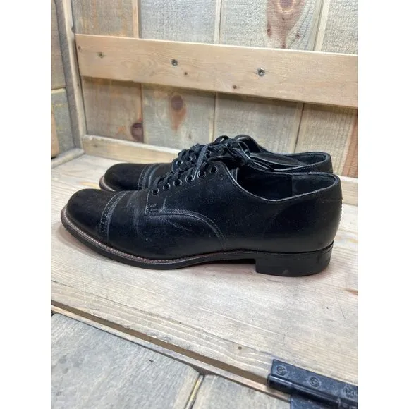 Stacy Adams Black Cap Toe Oxfords Leather Lace Up Dress Shoes Mens D9 / 8