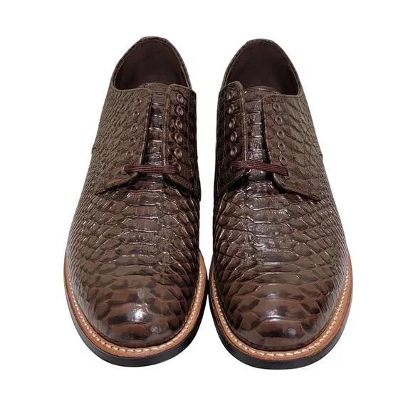 Stacy Adams Men Madison Plain Toe Oxfords Size US 8D Brown Snake Print Leather