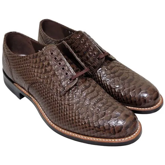 Stacy Adams Men Madison Plain Toe Oxfords Size US 8D Brown Snake Print Leather