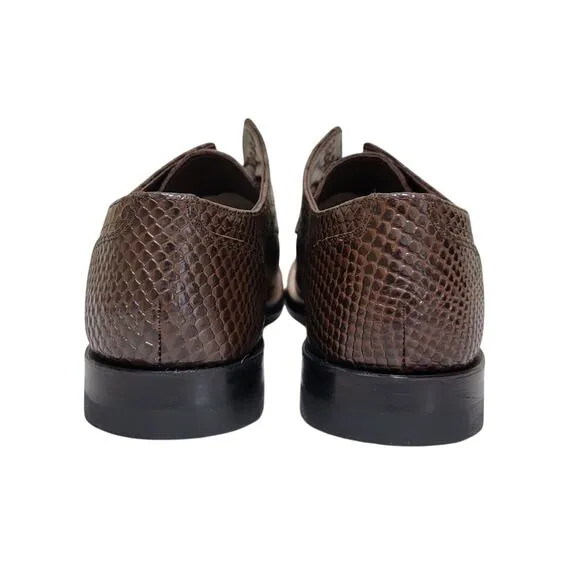 Stacy Adams Men Madison Plain Toe Oxfords Size US 8D Brown Snake Print Leather