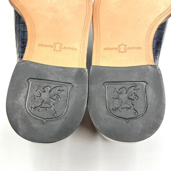 Stacy Adams Mens Raimondo Blue Leather Croc Cap Toe Oxfords Dress Shoes