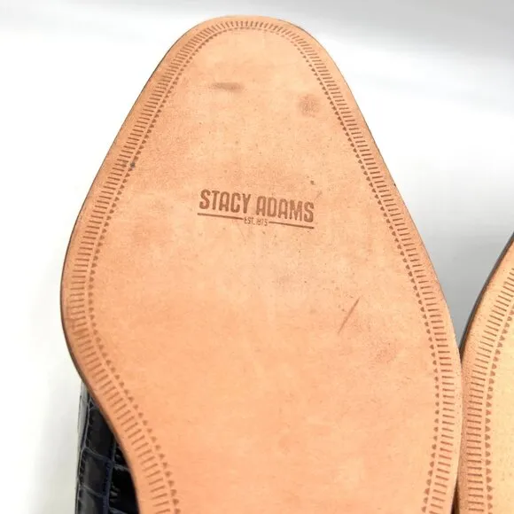 Stacy Adams Mens Raimondo Blue Leather Croc Cap Toe Oxfords Dress Shoes