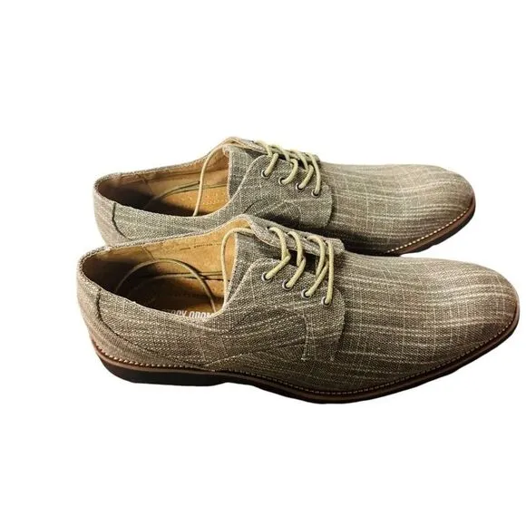Stacy Adams Men's Eli Oxfords Plain Toe Taupe Canvas Casual Shoes 25237-260