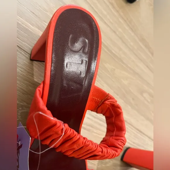 STAUD Frankie Rushed Slide Sandal - Color Scarlet, Size 10.5