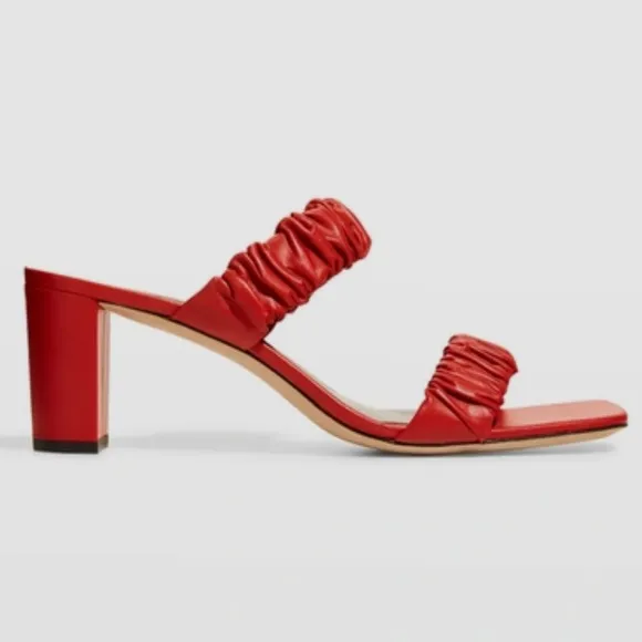 STAUD Frankie Rushed Slide Sandal - Color Scarlet, Size 10.5