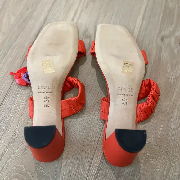 STAUD Frankie Rushed Slide Sandal - Color Scarlet, Size 10.5