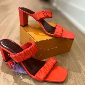 STAUD Frankie Rushed Slide Sandal - Color Scarlet, Size 10.5