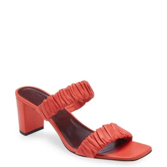 STAUD Frankie Rushed Slide Sandal - Color Scarlet, Size 10.5