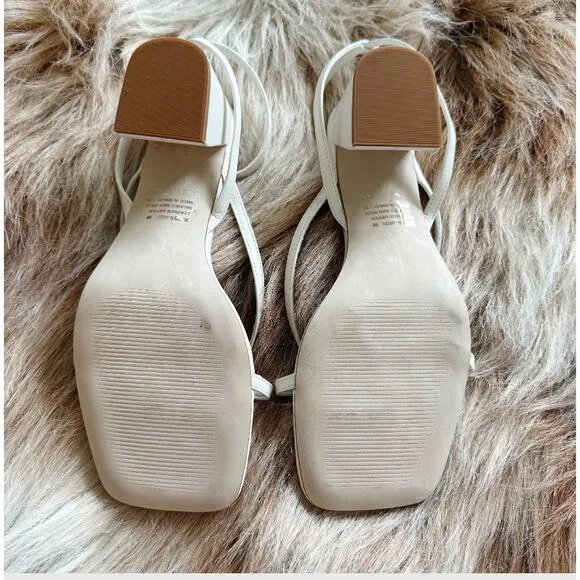 Steve Madden Alaina Strappy Block Heel Sandals in White Leather Size 8