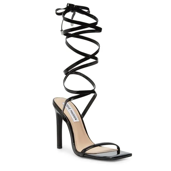 Steve Madden black strappy lace up heels