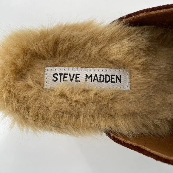 Steve Madden Brooklyn Womens Studded Platform Clogs Sz 9.5 Mules Brown Suede