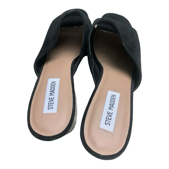 Steve Madden Dalis suede leather mules clear acrylic block heels 11 Like new