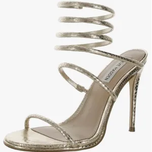 Steve Madden Exotics Snake Skin Gold Strappy Heels