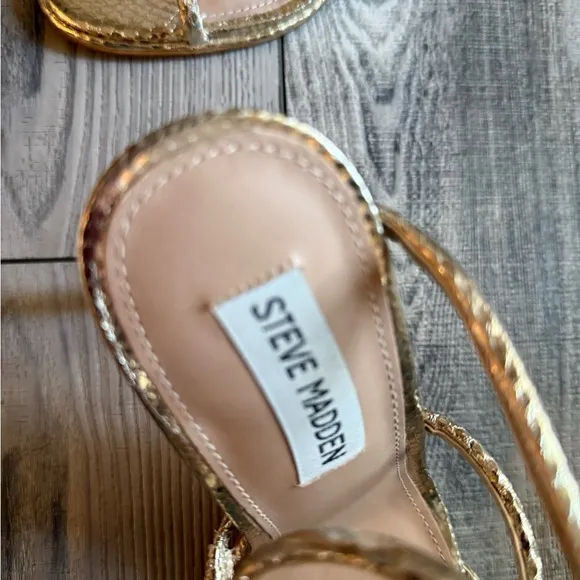 Steve Madden Exotics Snake Skin Gold Strappy Heels