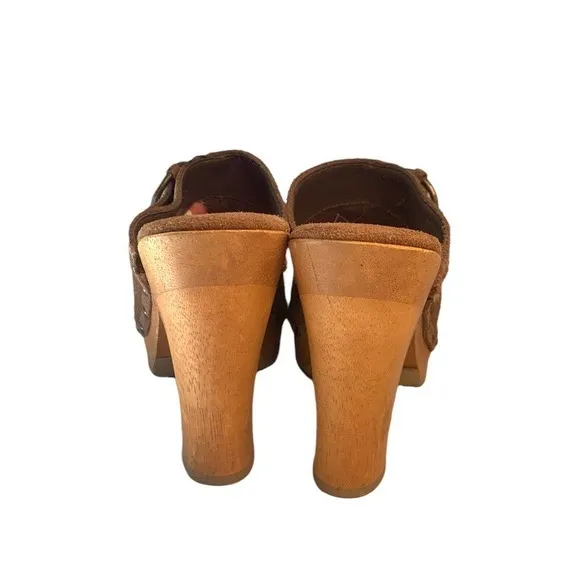 Steve madden FARIS vintage 90's Y2K brown suede clogs mules wooden heels 7