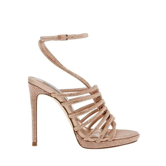 Steve Madden Givinn Rhinestone Embellished Strappy Stiletto Heels NEW 7.5