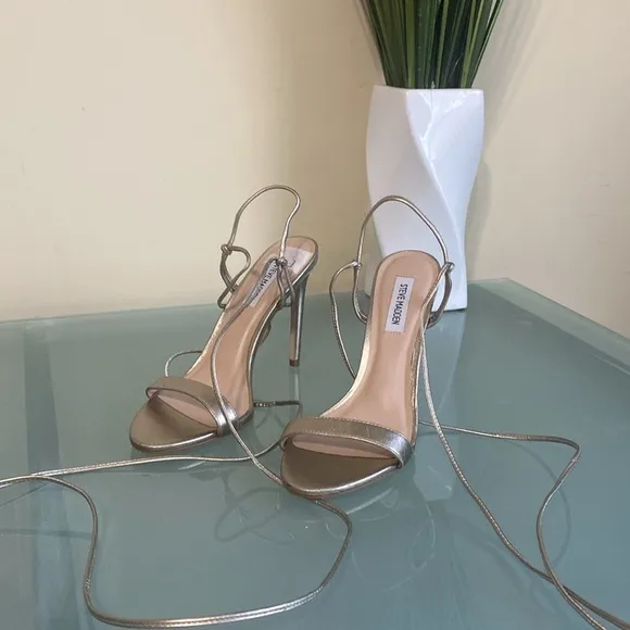 Steve Madden Gold Strappy Stilettos Size 8.5