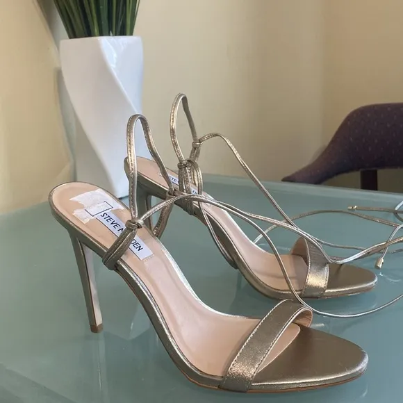 Steve Madden Gold Strappy Stilettos Size 8.5