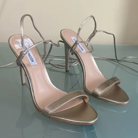 Steve Madden Gold Strappy Stilettos Size 8.5
