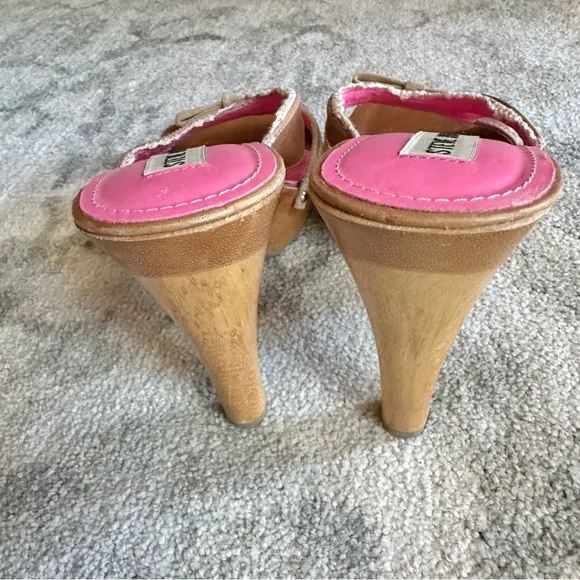 Steve Madden Luckii vintage open toe sandal platform heels y2k Brown Leather Sz8