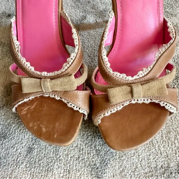 Steve Madden Luckii vintage open toe sandal platform heels y2k Brown Leather Sz8