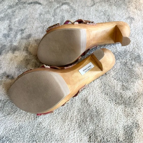 Steve Madden Luckii vintage open toe sandal platform heels y2k Brown Leather Sz8