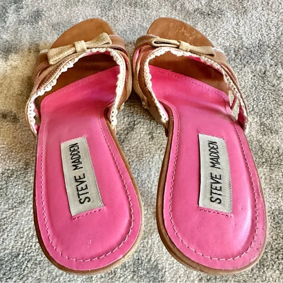 Steve Madden Luckii vintage open toe sandal platform heels y2k Brown Leather Sz8
