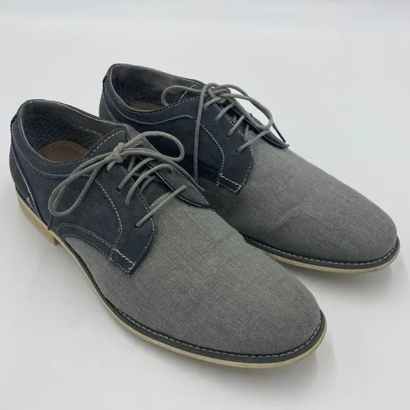Steve Madden Men's Sojourn Canvas Oxfords Shoes Casual, Lace-Up Gray Size 13