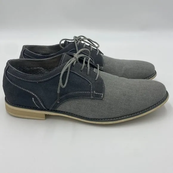 Steve Madden Men's Sojourn Canvas Oxfords Shoes Casual, Lace-Up Gray Size 13