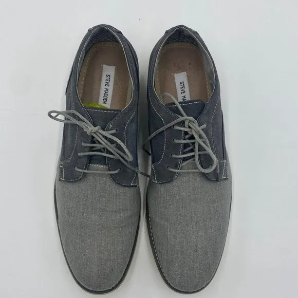 Steve Madden Men's Sojourn Canvas Oxfords Shoes Casual, Lace-Up Gray Size 13