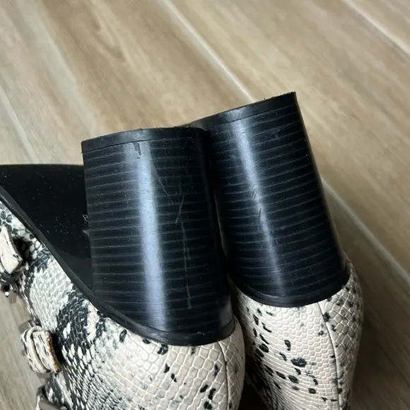 Steve Madden Studded Snakeskin Strapped Buckle Booties with Pointed Toe