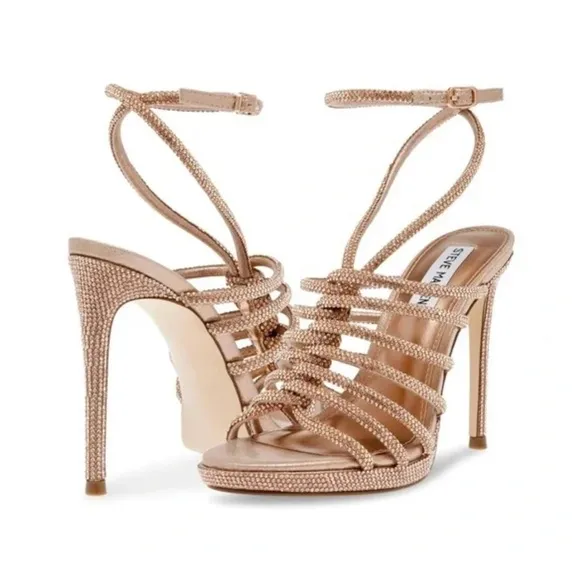 Steve Madden Tan Stiletto Heels with Strappy Design