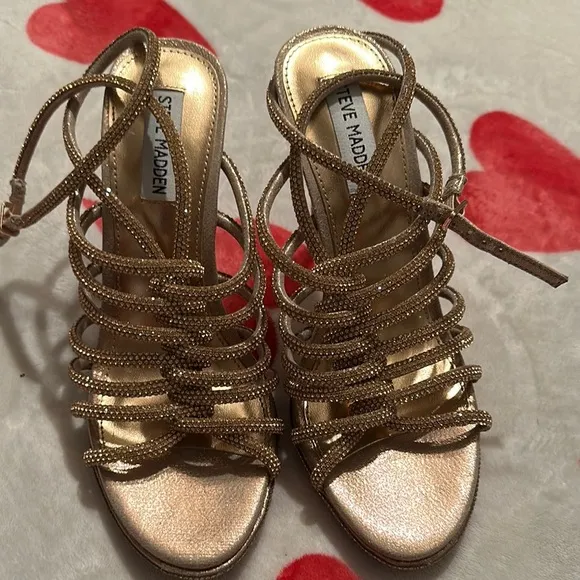 Steve Madden Tan Stiletto Heels with Strappy Design