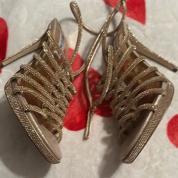 Steve Madden Tan Stiletto Heels with Strappy Design