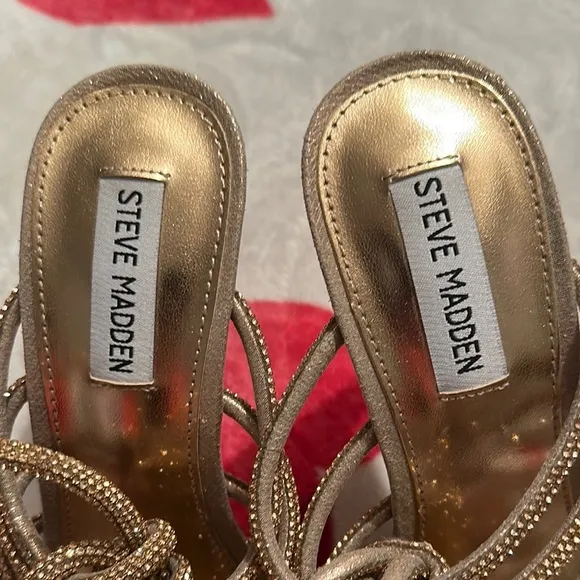 Steve Madden Tan Stiletto Heels with Strappy Design