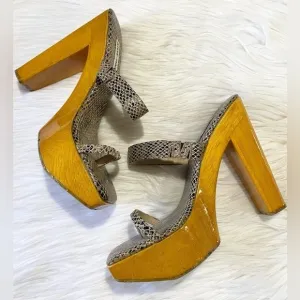 Steve Madden Vintage 90s Y2K Trixie Wood Platform Strappy Heels Brown 8